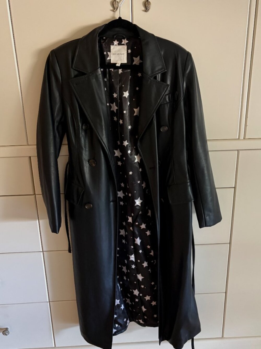 Avec Les Filles faux leather treanchcoat
